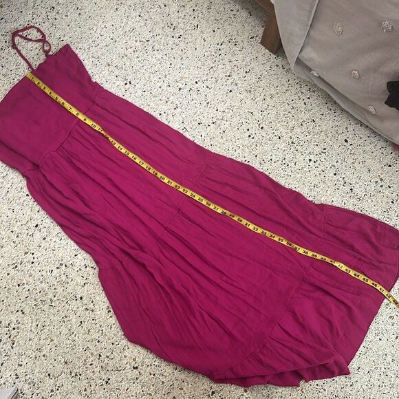 Pink maxi dress tie back adjustable straps Large L Siberian 42 - Picture 7 of 8